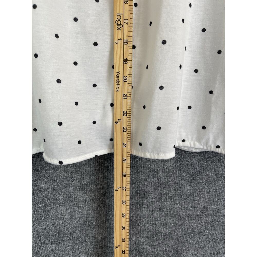 Eden & Olivia Top Women's XL White Black Poka dots Dutton Down Tye Waist - Picture 8 of 9